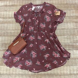 Floral Lace Up Tunic Top or dress! Large NWT